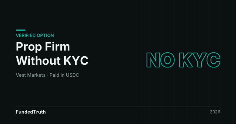 Prop firm without KYC, Vest Markets paid in USDC